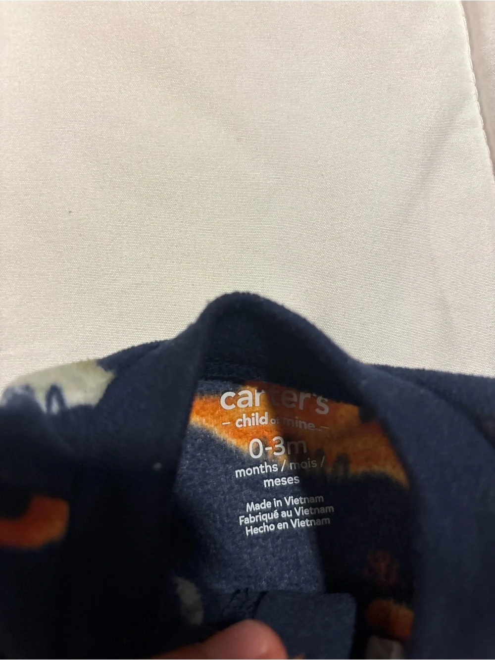 Carter's Navy Fleece Footed Pajamas with Orange & Gray Dinosaurs 0-3 months